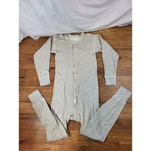 Vtge Duofold One Piece Union Suit Double Layer Button Up Base Layer Small* Gray